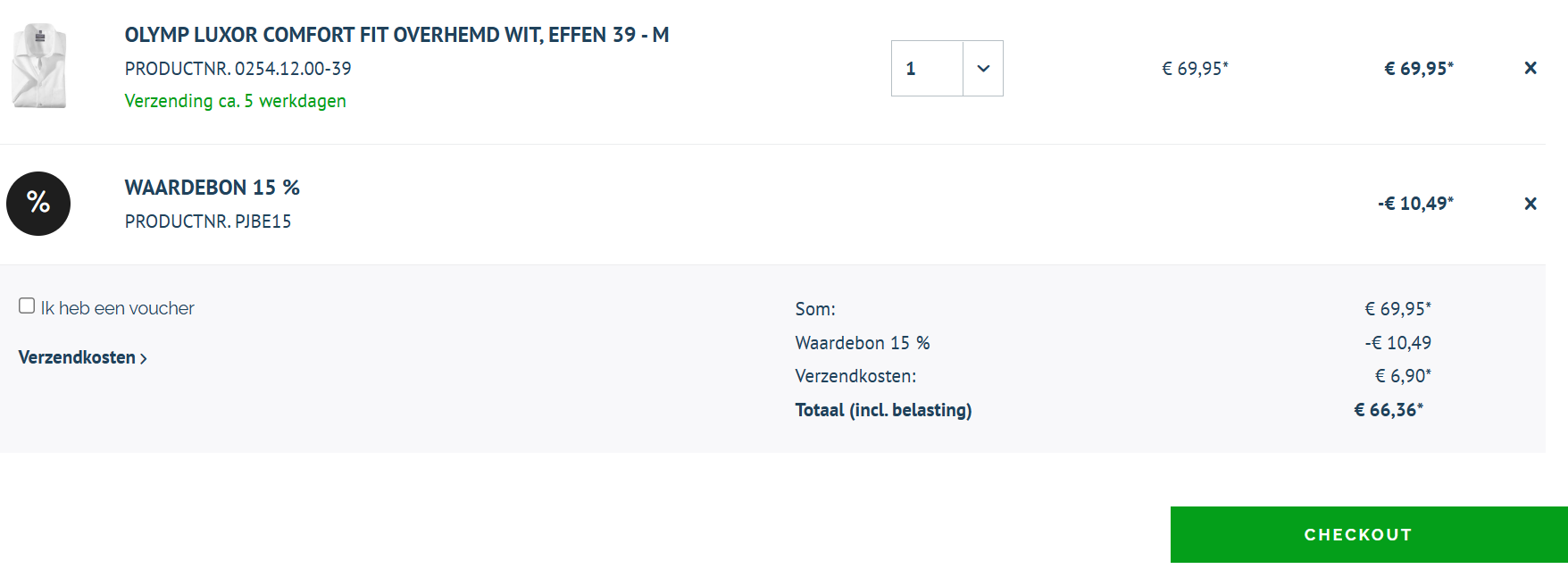 15% korting op jouw bestelling bij Overhemden.com