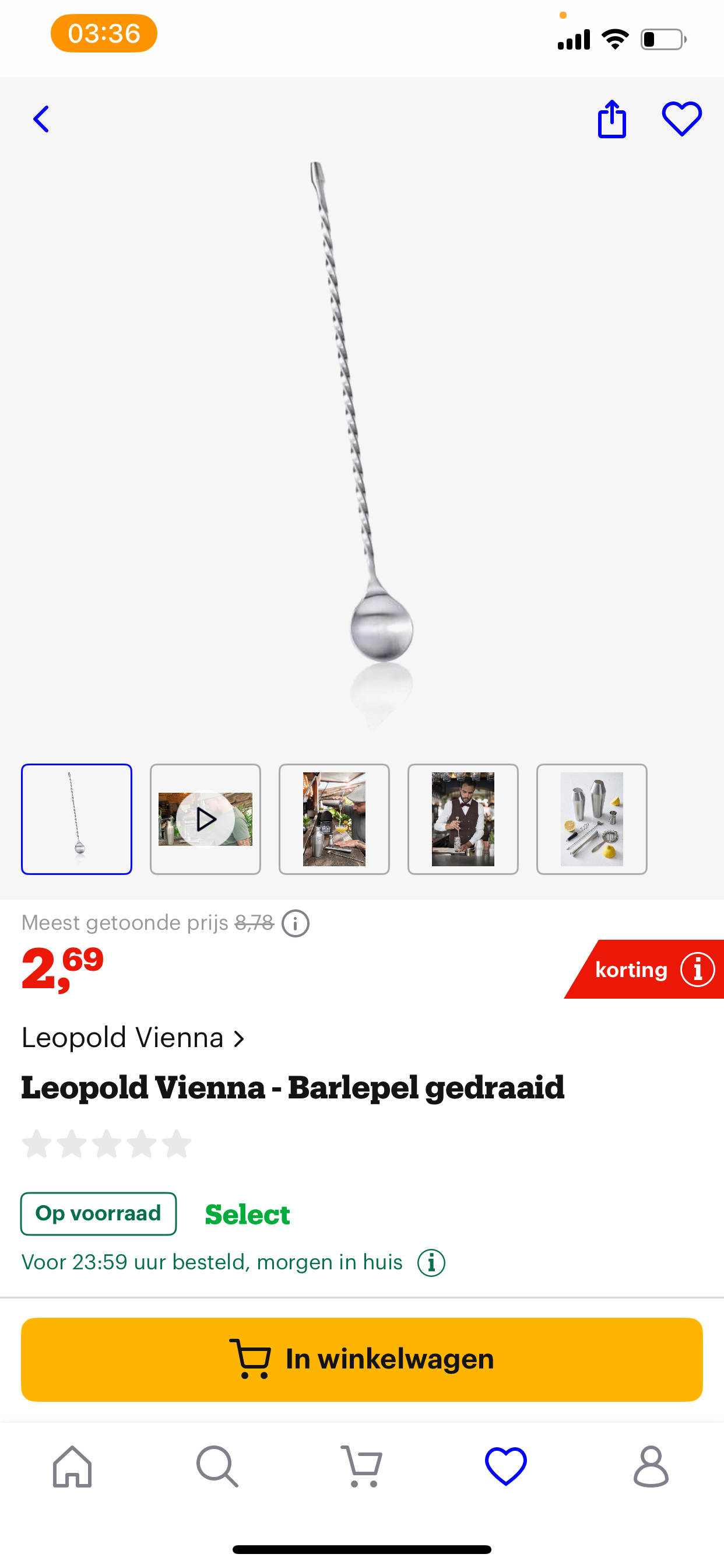 Nu ook de barlepel in korting op bol