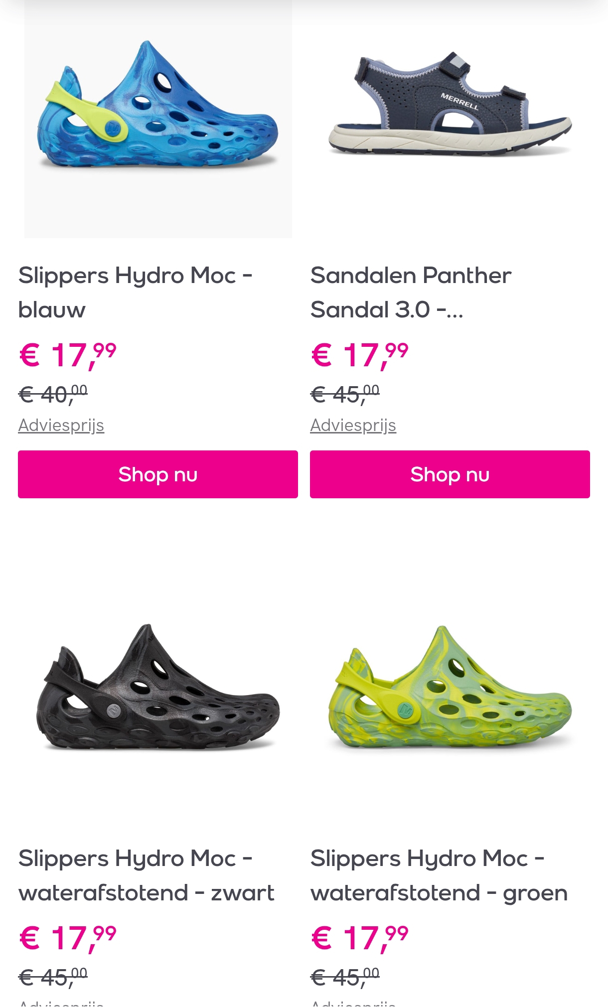 Merrell sportschoenen en slippers tot 60% korting