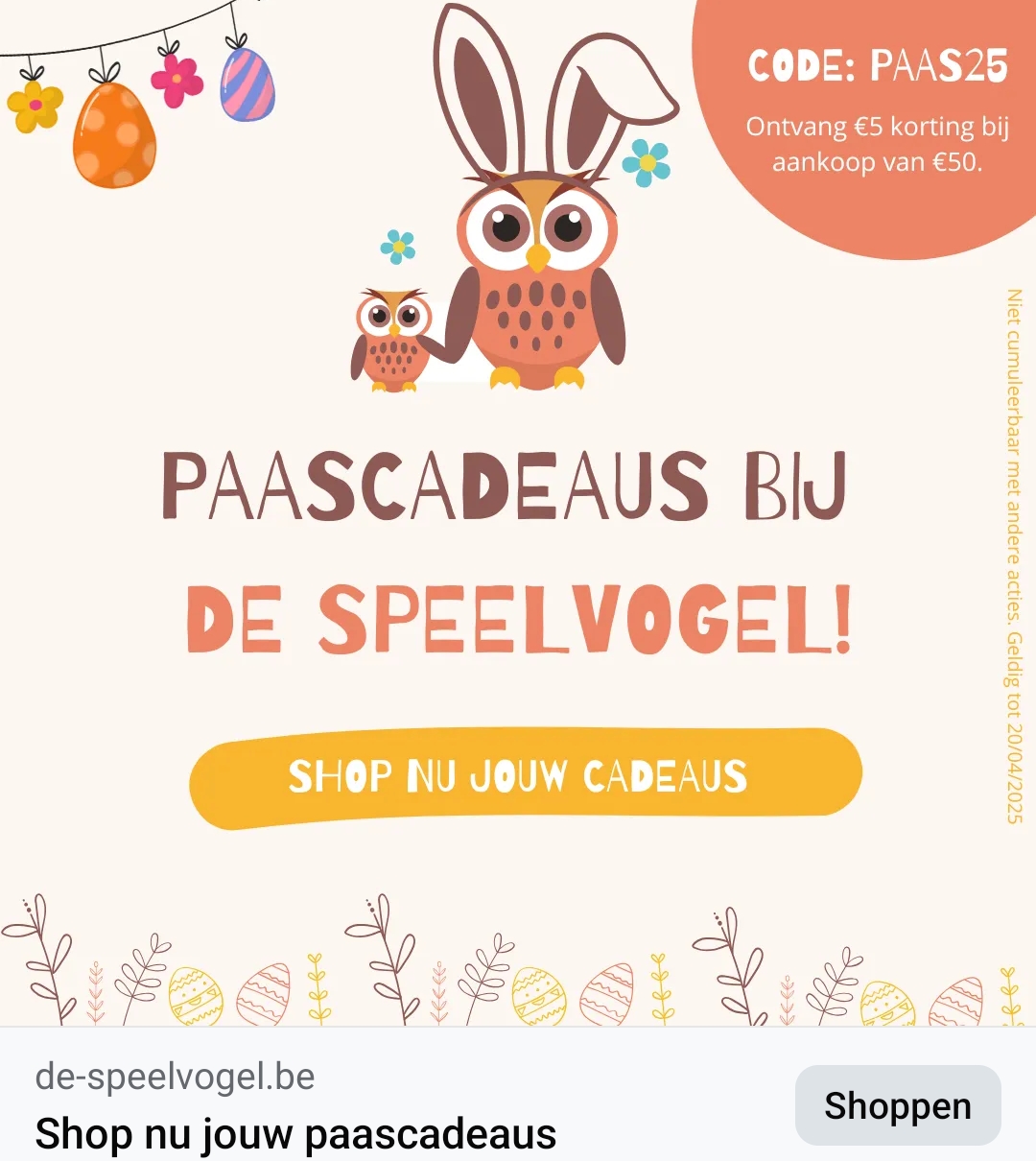 Speelgoed voor Pasen nodig? Krijg €5 bij de speelvogel