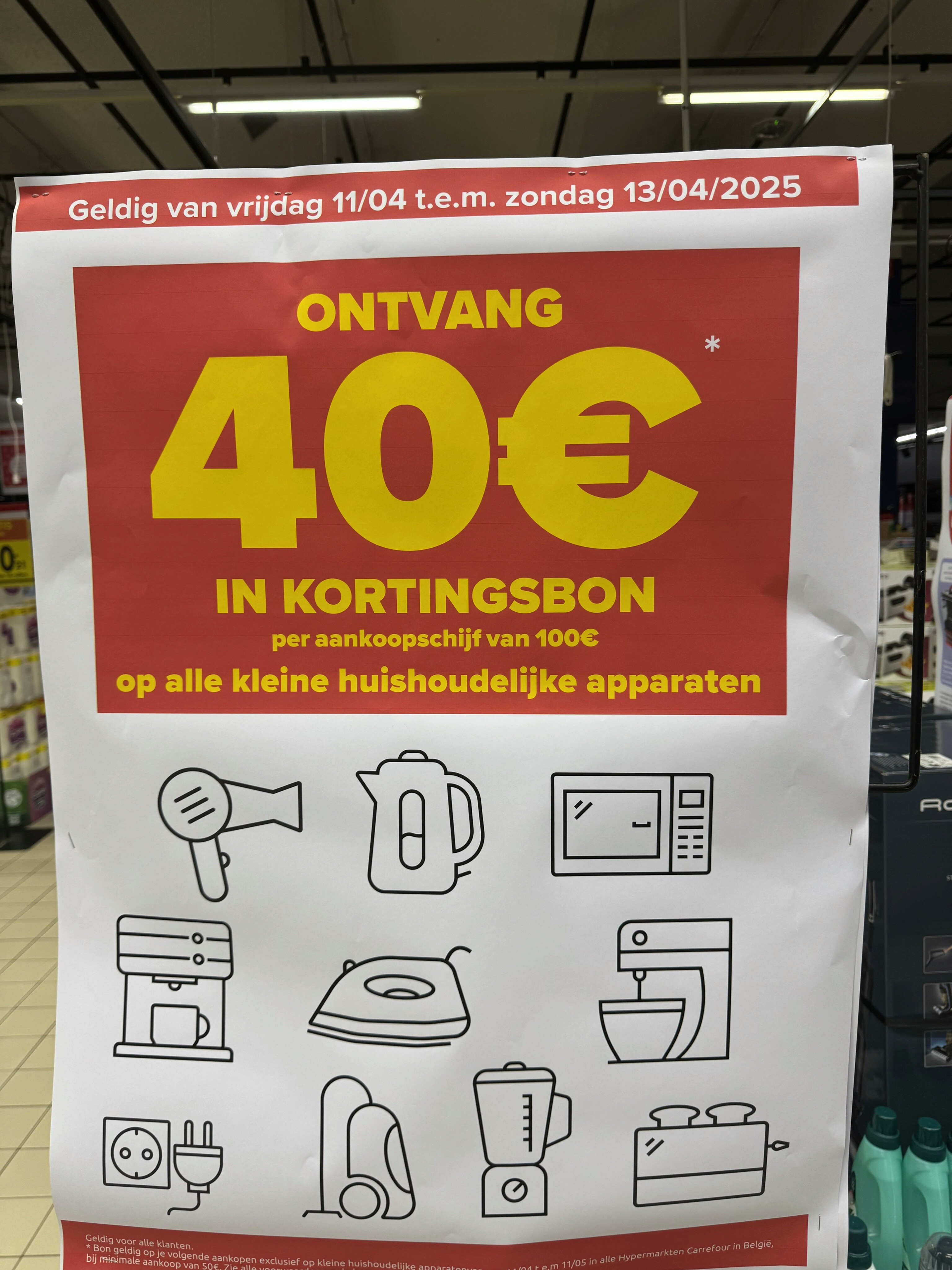 €40 aankoopbon/€100 op klein electro