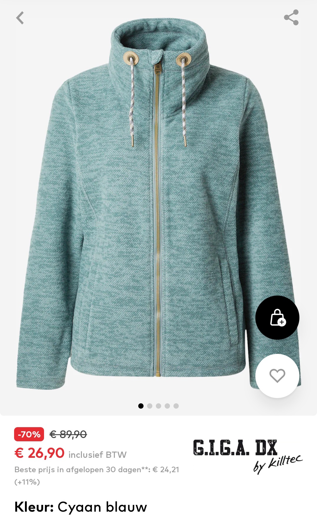 G.I.G.A. DX by killtec Functionele fleece jas in Cyaan Blauw -70% op aboutyou.be