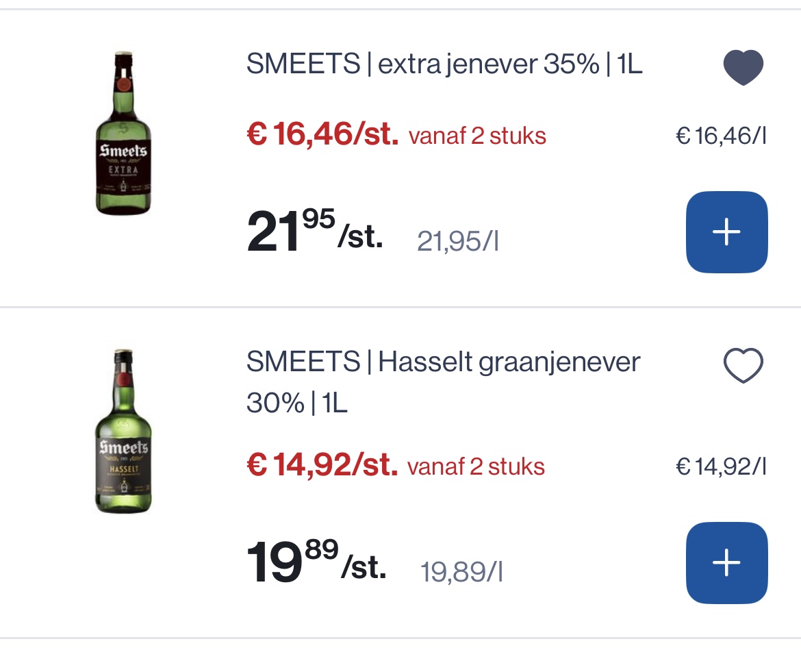 Smeets jenever 1L goedkoper