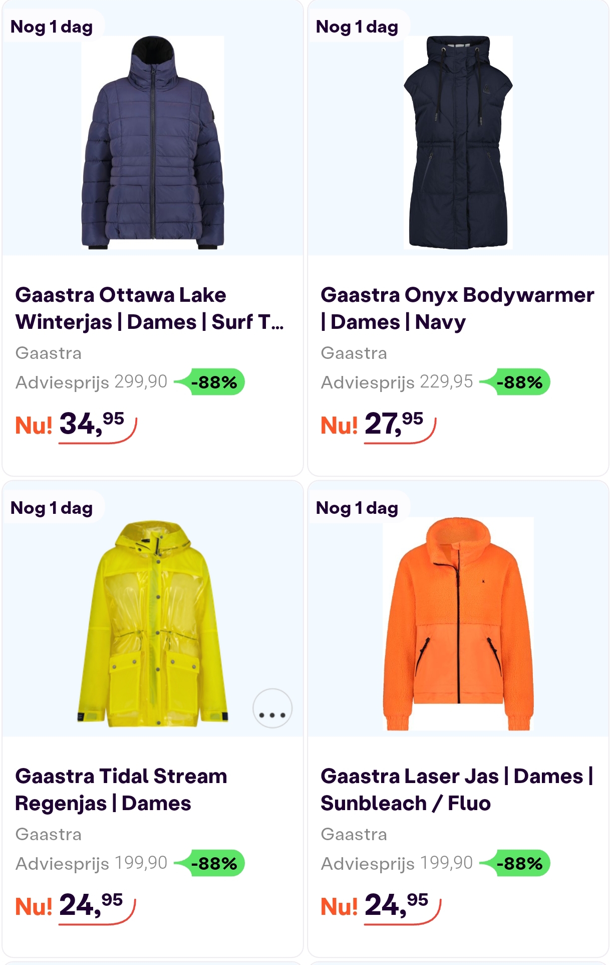 Tot 90% korting op Gaastra kleding dames en 75% korting op Regatta kleding heren