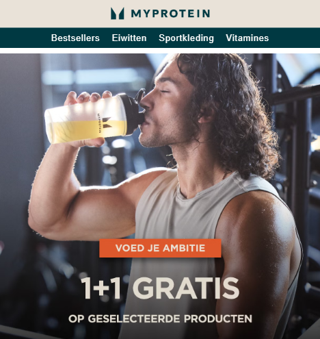 1+1 gratis bij myprotein