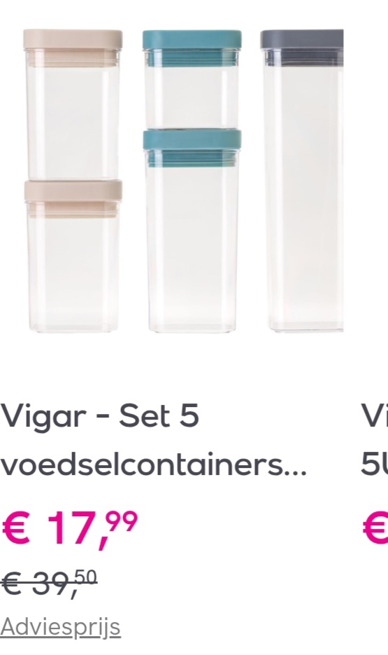 Vigar set 5 voedselcontainers Homey €17,99 bij veepee.be