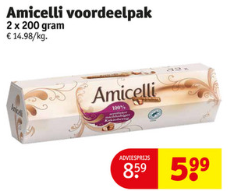 Amicelli chocolade-hazelnoot wafelrolletjes goedkoop bij Kruidvat
