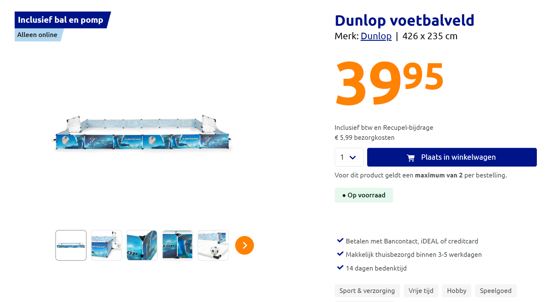 Dunlop voetbalveld aan 39,99 euro bij action online