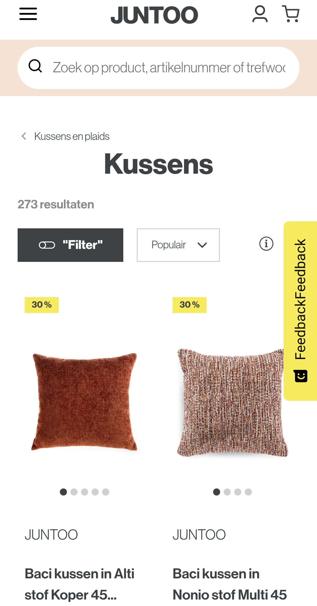 Maak het lekker knus met een kussen van Juntoo 30%