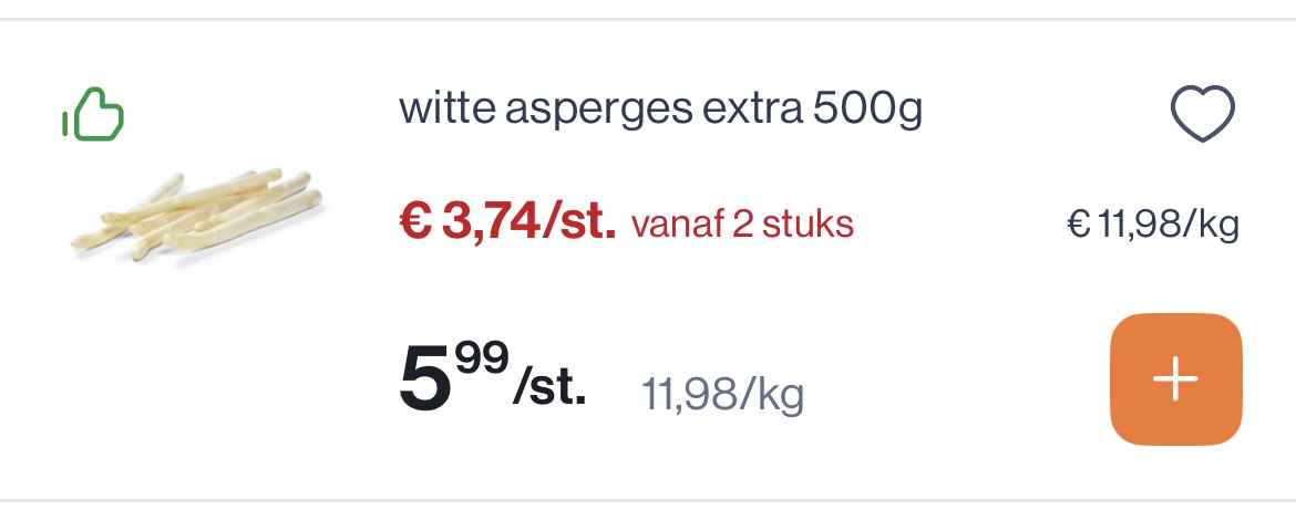 Witte asperges momenteel goedkoper 500 gram