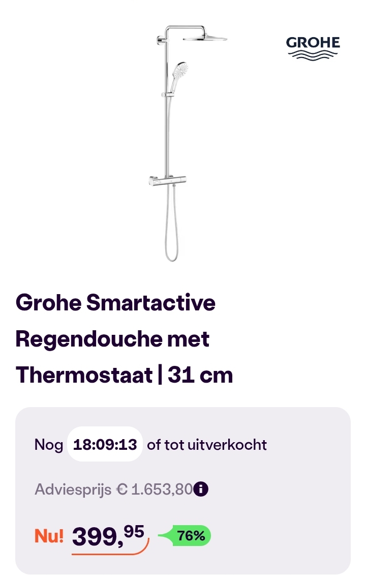 Grohe Rainshower Smartactive 310 -76% op ibood