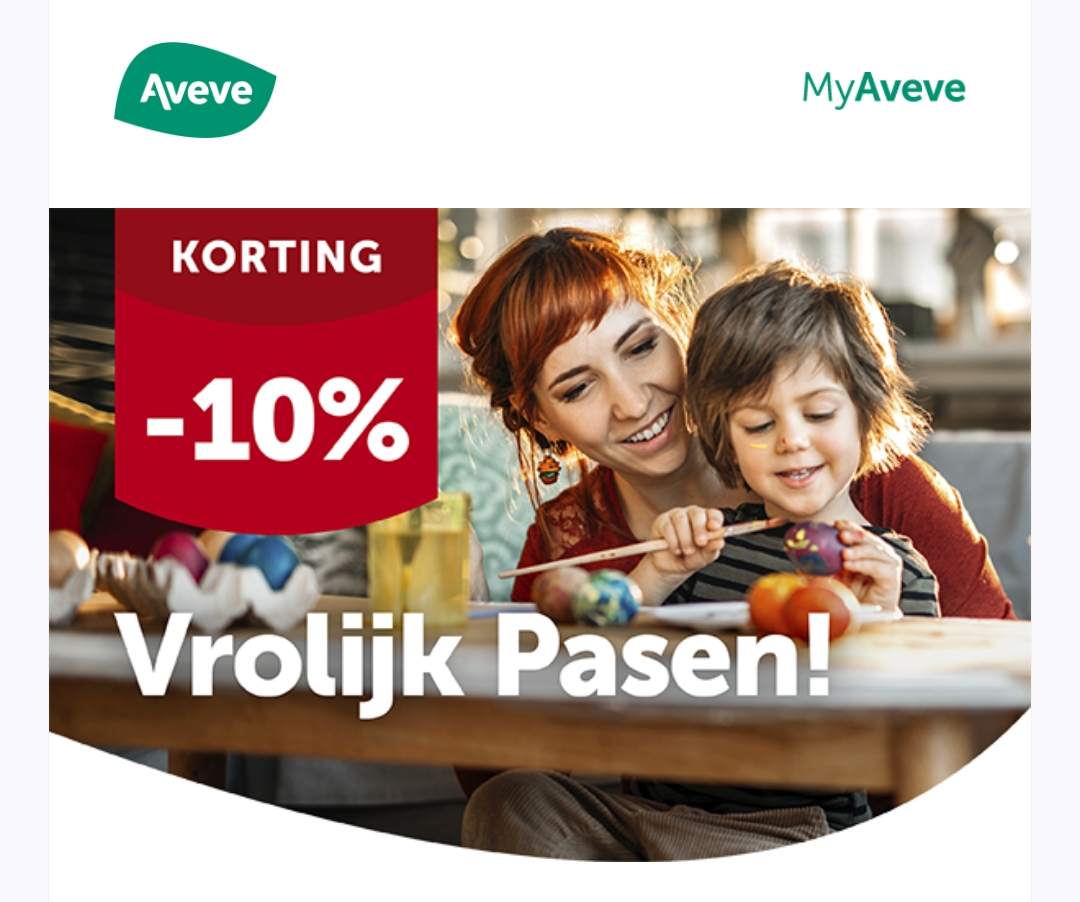 Shoppen met 10% op Pasen bij Aveve