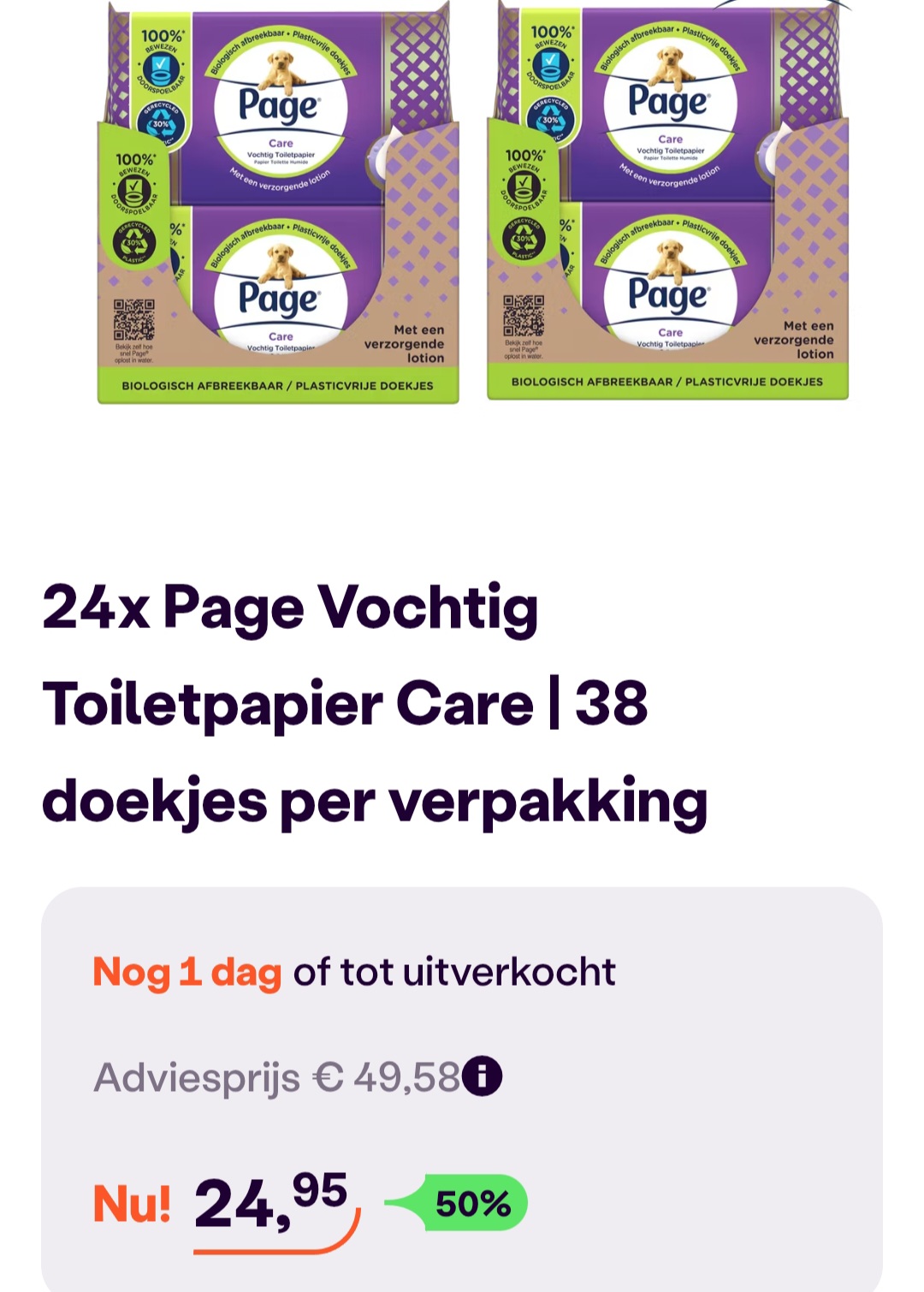 24x page vochtig toiletpapier 38 doekjes/verpakking -50% bij ibood.com