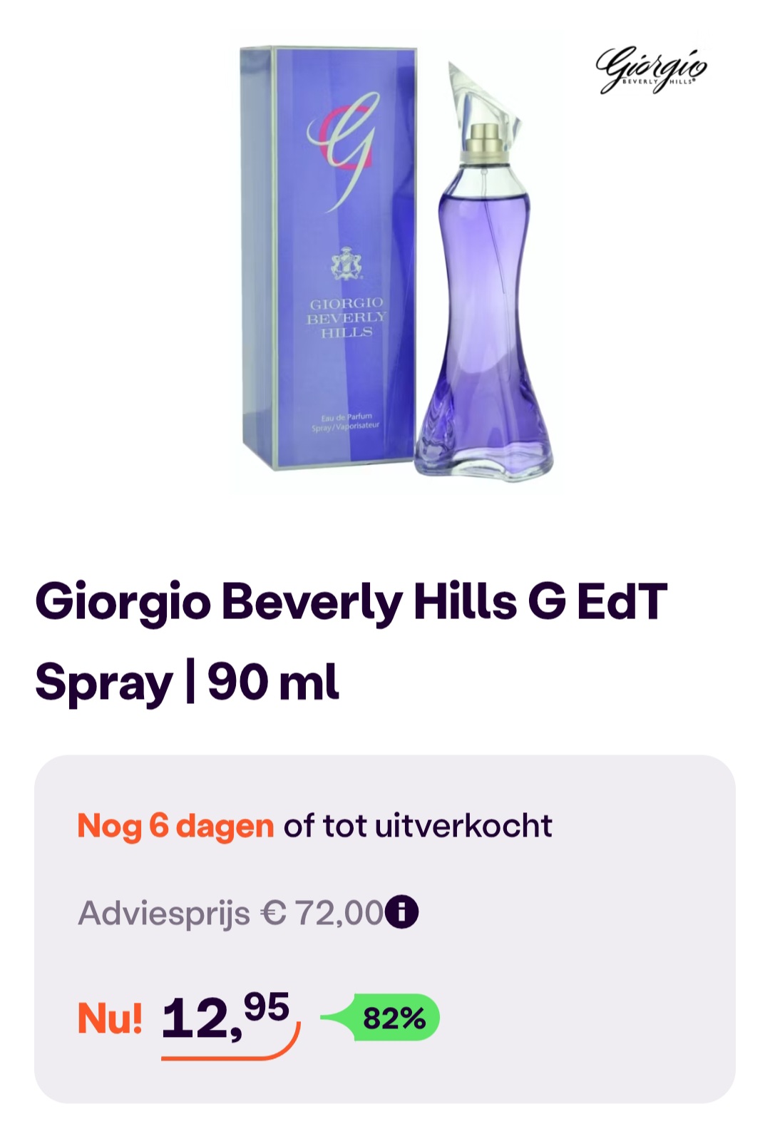 Giorgio Beverly Hills G EdT Spray 90 ml -82% bij ibood.com