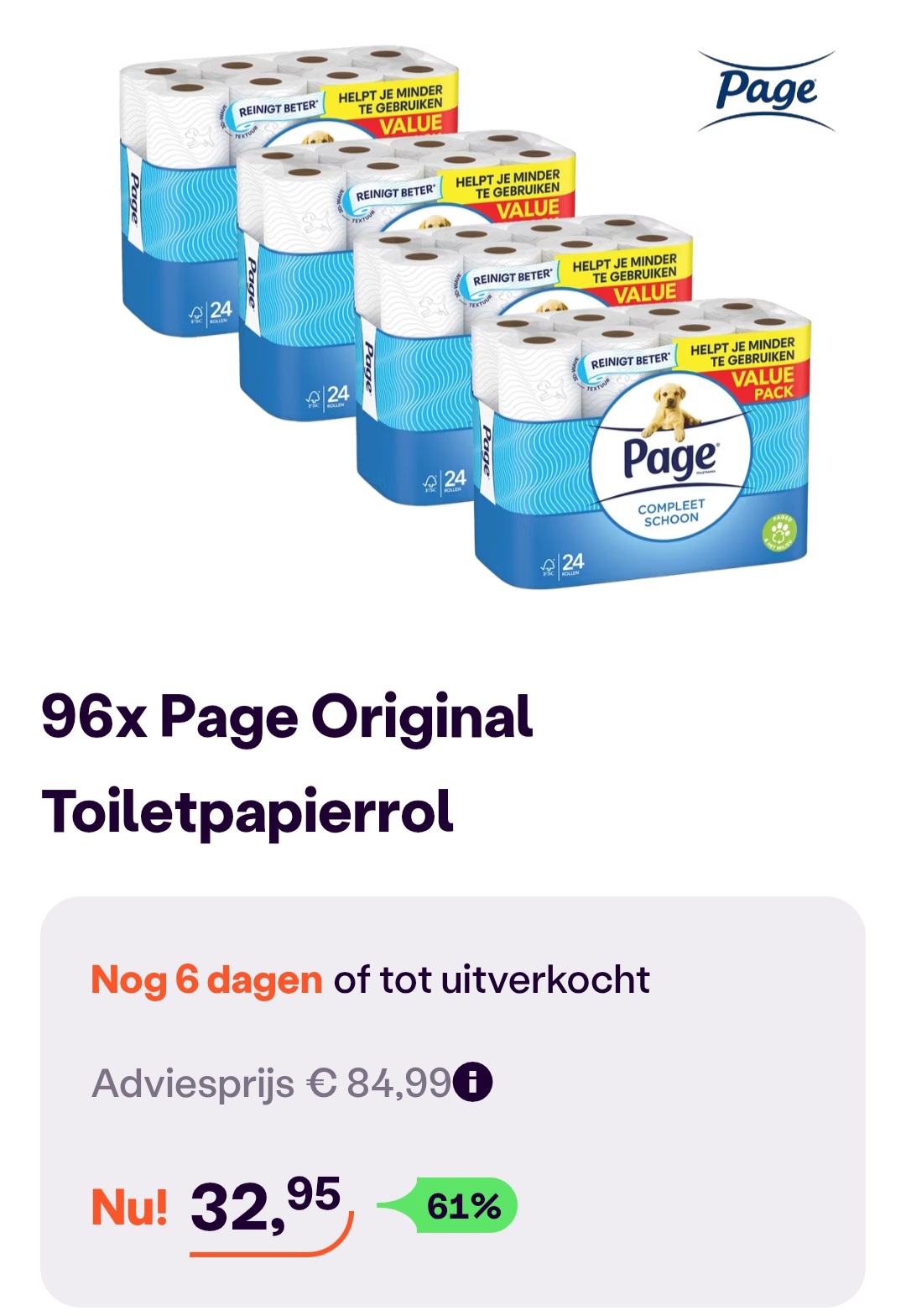 96x Page Original Toiletpapierrol 🧻 €0,34/rol