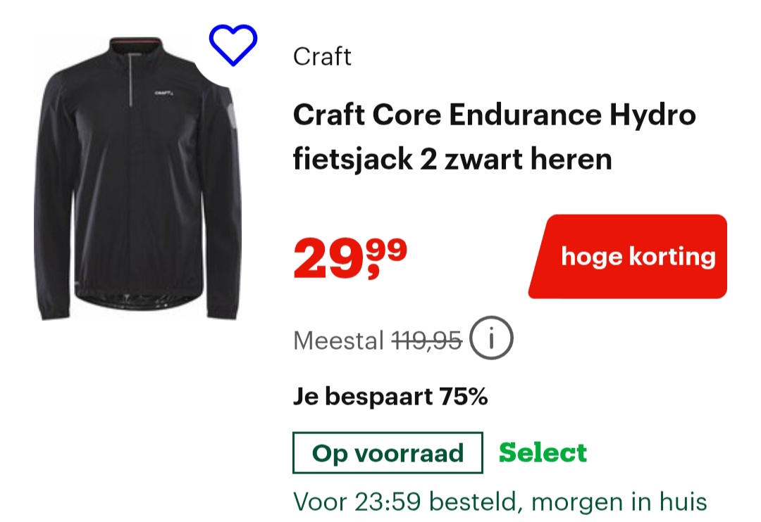 Craft core endurance hydro fietsjack 2 zwart heren -75% bij bol.com