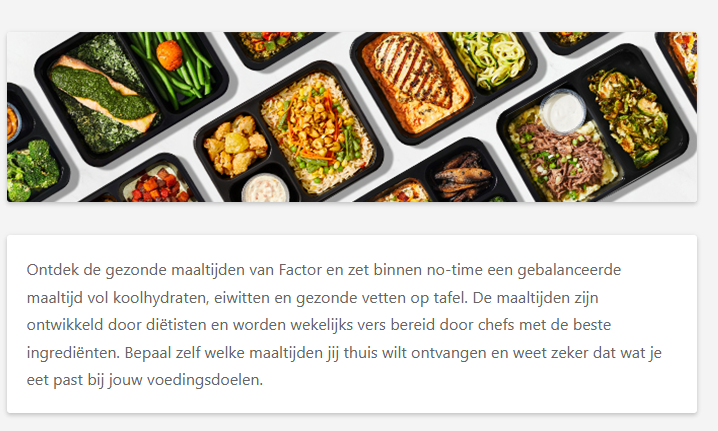 Bespaar 50% op je eerste box van Factor