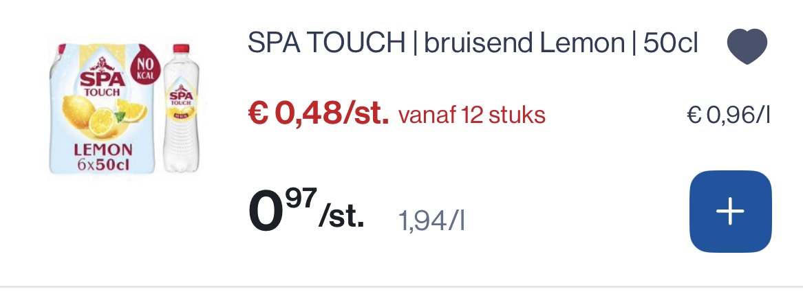 Verschillende smaken spa touch reactie Delhaize online