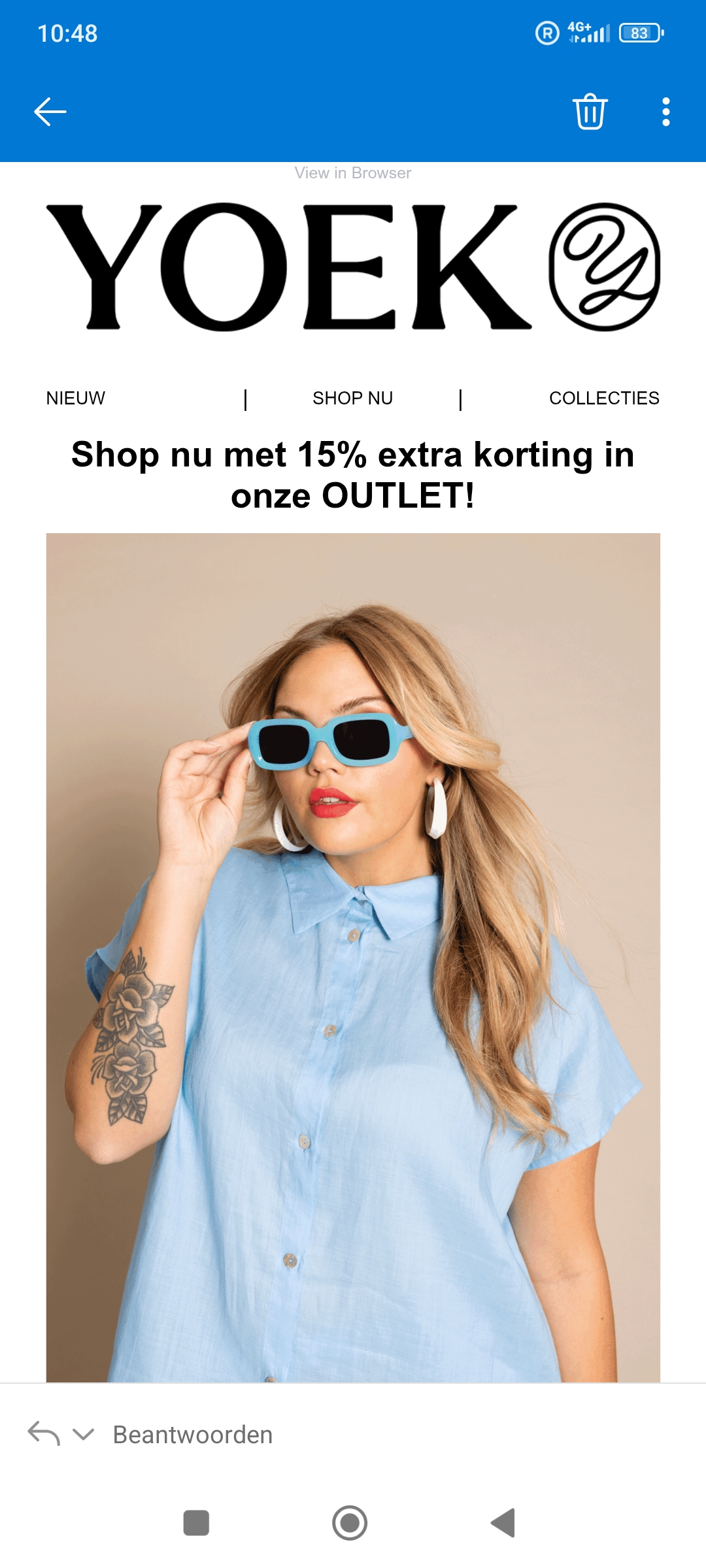 15© korting bovenop de outlet bij yoek.nl