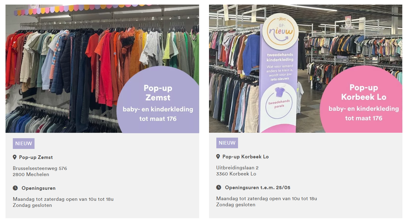 JBC Tweedehands pop-ups ✨ Baby-, kinder- en tienerkleding vanaf €3,00