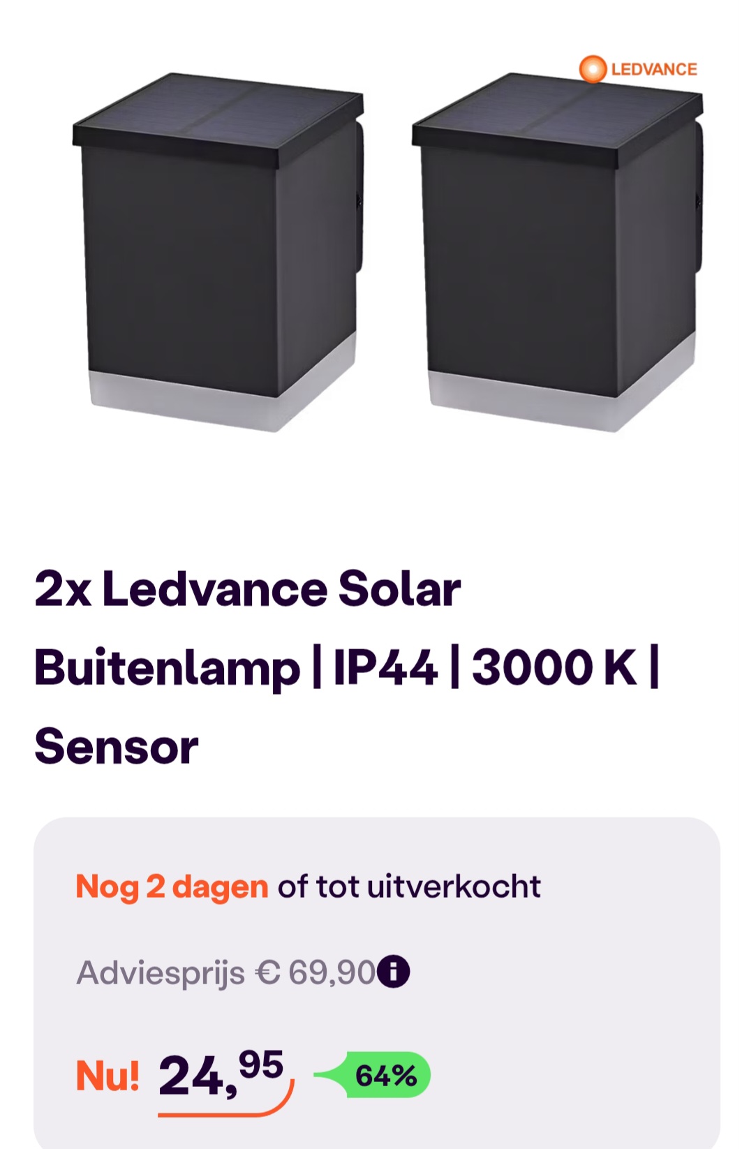 2x ledvance solar buitenlamp -64% bij ibood.com
