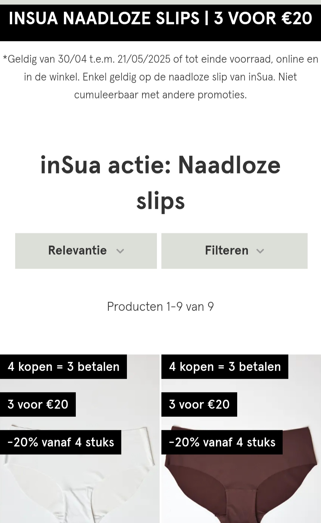 Naadloze slip van inSua 3 voor €20 bij veritas.be
