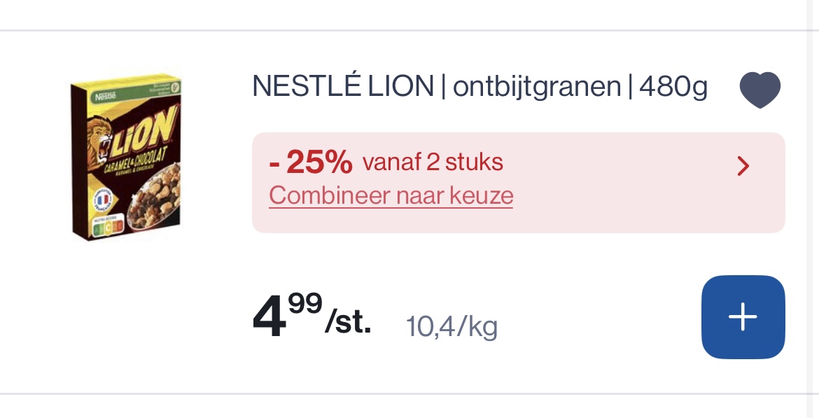 Lion ontbijtgranen -25% + coupon 1,5€