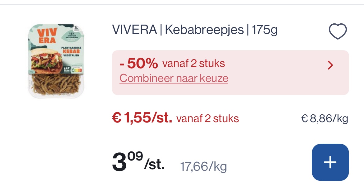 Vivera kebabreepjes 175 gram -50% extra