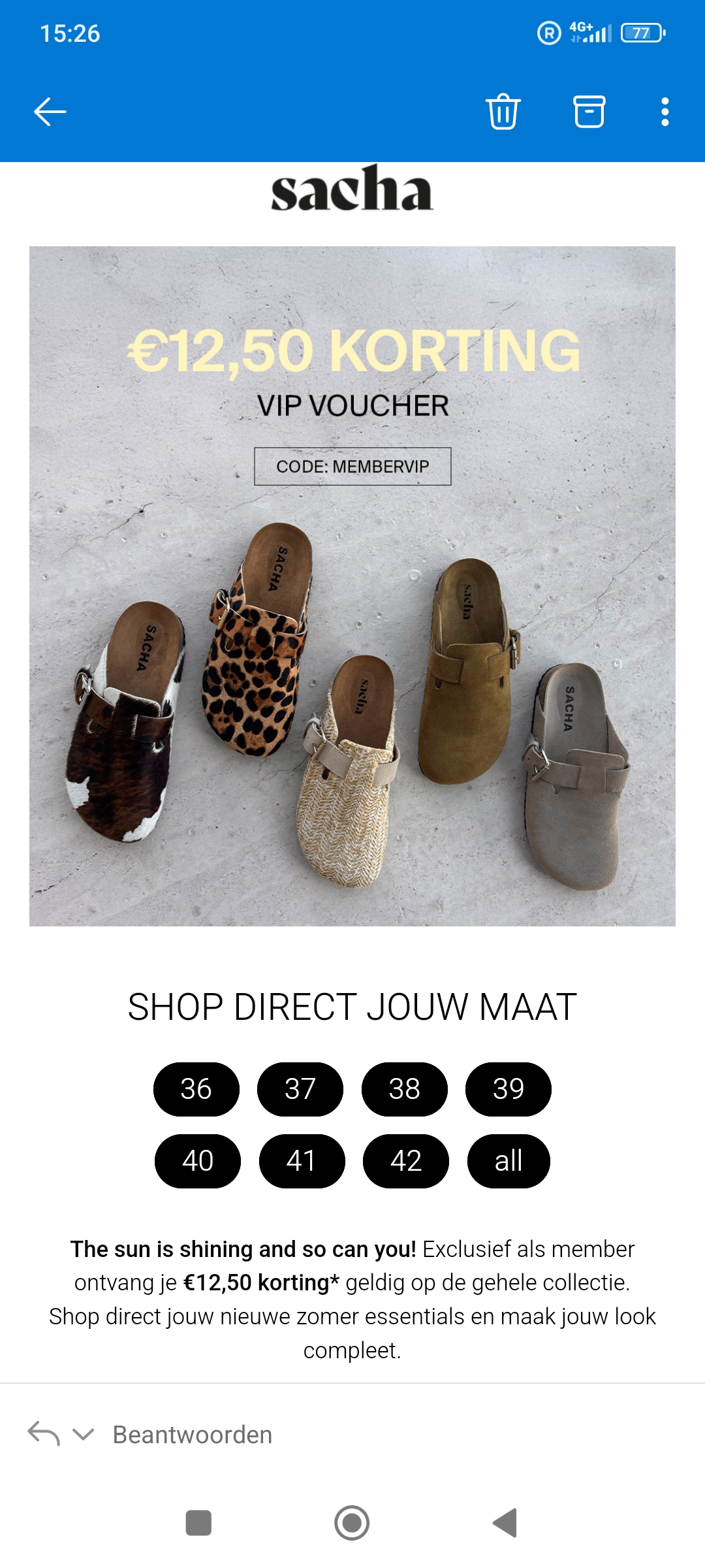 €12,50 korting bij sacha