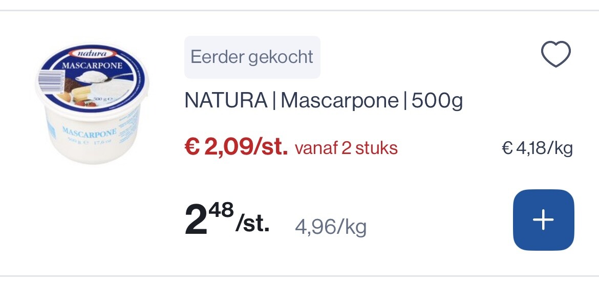 Natura mascarpone 500 gram