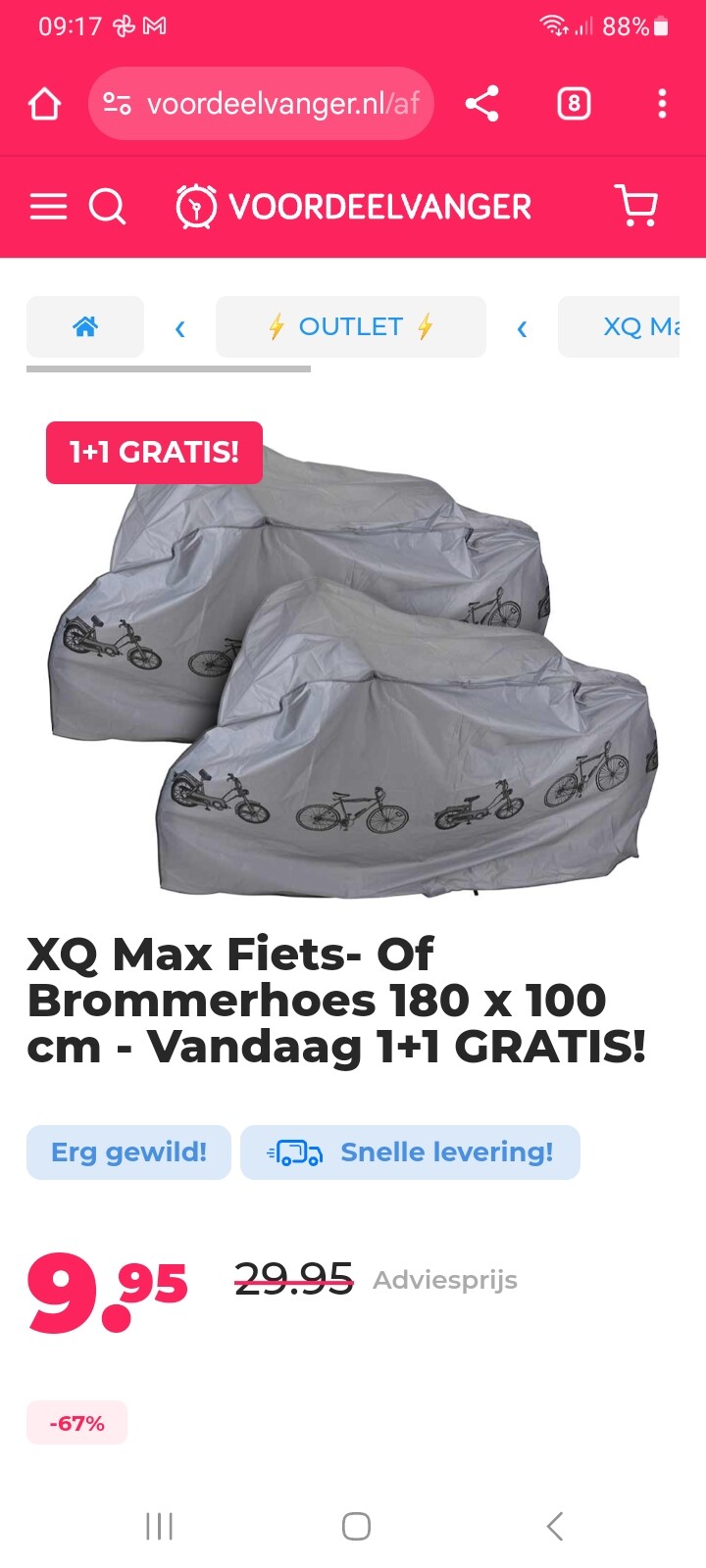 XQ Max Fiets- Of Brommerhoes 180 x 100 cm - Vandaag 1+1 GRATIS! -67%