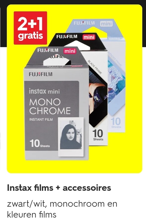 Instax films en accessoires 2+1 gratis