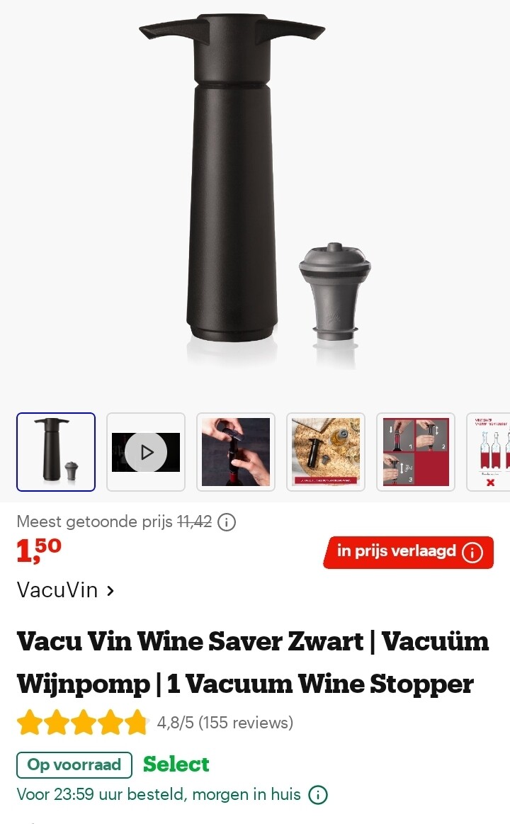 Voor de wijndrinkers: topdeal vacuüm wijnpomp