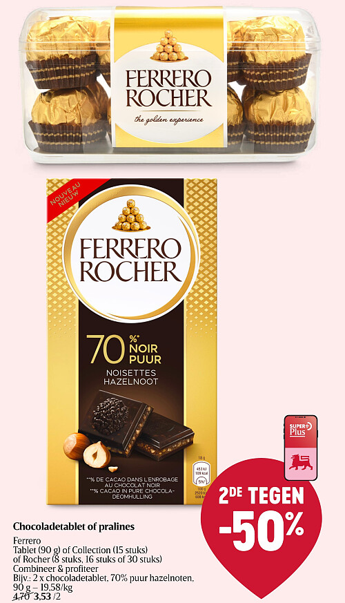 Chocoladetablet of pralines