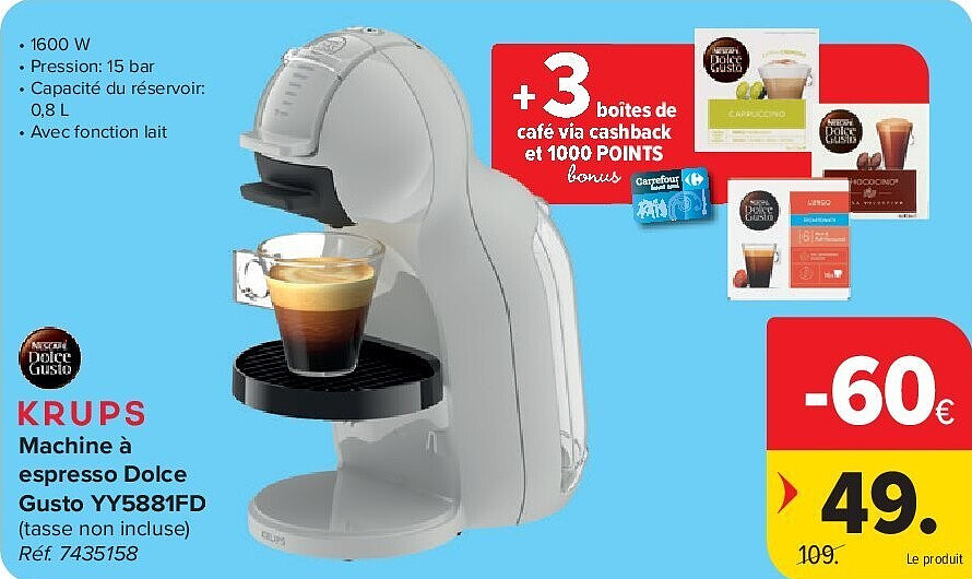 KRUPS Machine à espresso Dolce Gusto YY5881FD