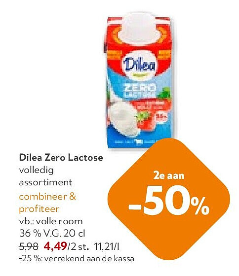 Dilea Zero Lactose volle room 36% V.G. 20 cl
