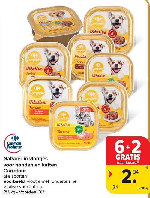 Natvoer in vlootjes voor honden en katten Carrefour