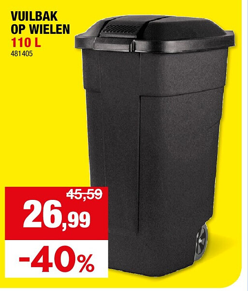 VUILBAK OP WIELEN 110 L