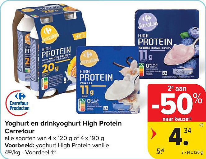 Yoghurt en drinkyoghurt High Protein Carrefour