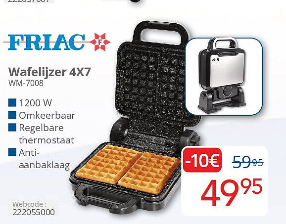 Friac Wafelijzer 4X7 WM-7008