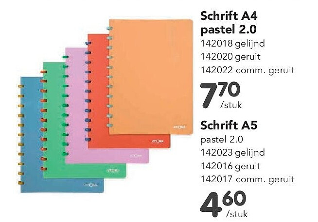 Schrift A4 pastel 2.0 142018 gelijnd 142020 geruit 142022 comm. geruit