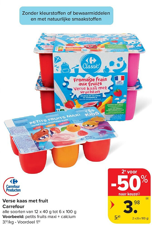 Verse kaas met fruit Carrefour