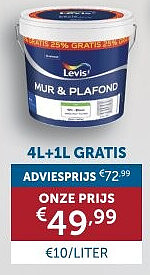 LEVIS MUUR- EN PLAFONDVERF 4L+1L GRATIS