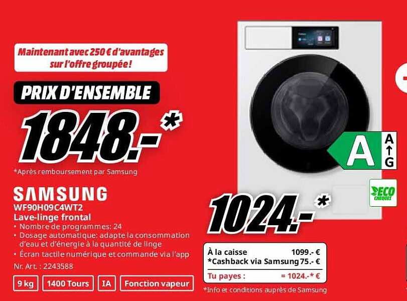 Samsung WF90H09C4WT2 Lave-linge frontal