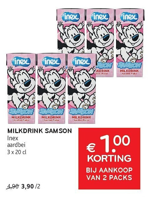 MILKDRINK SAMSON Inex aardbei 3 x 20 cl