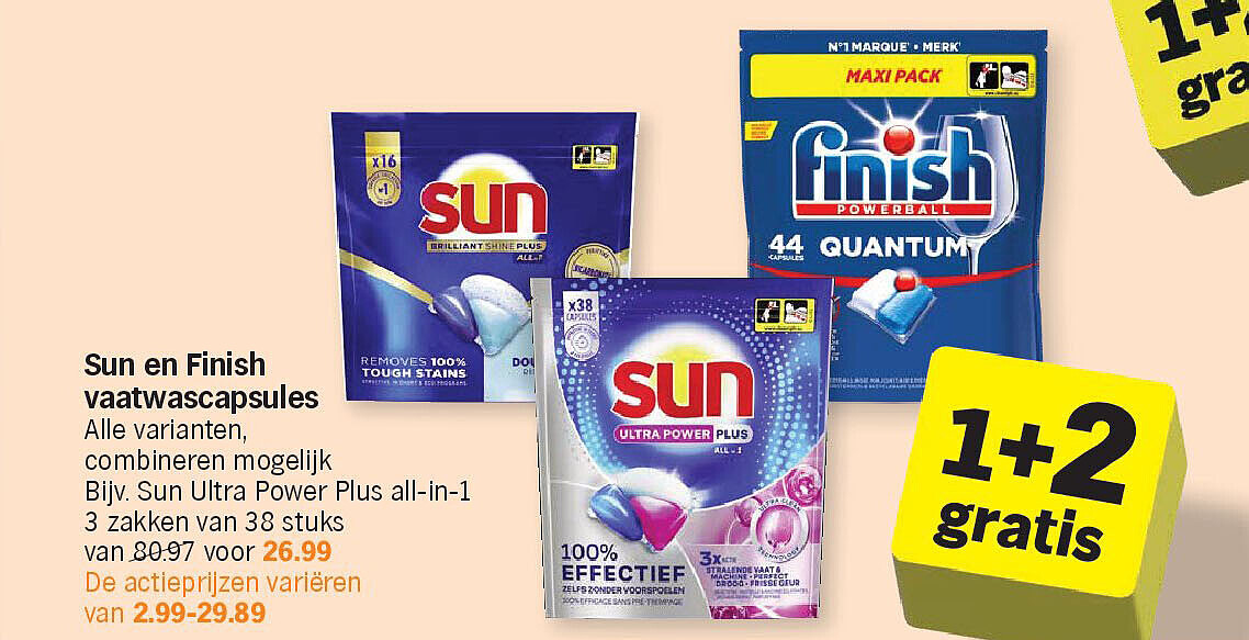 Sun en Finish vaatwascapsules