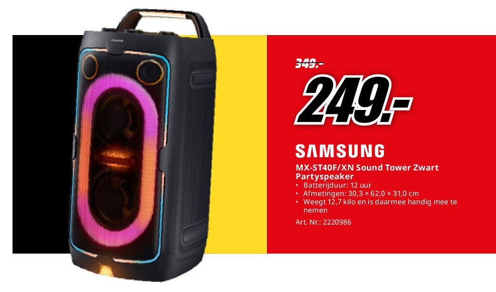 MX-ST40F/XN Sound Tower Zwart Partyspeaker