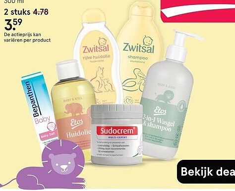Etos Baby & Kids 2-in-1 wasgel en shampoo 300 ml, 2 stuks