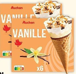 Cônes glacés vanille Auchan