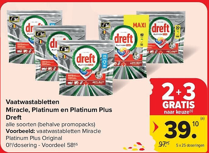 Vaatwastabletten Miracle, Platinum en Platinum Plus Dreft